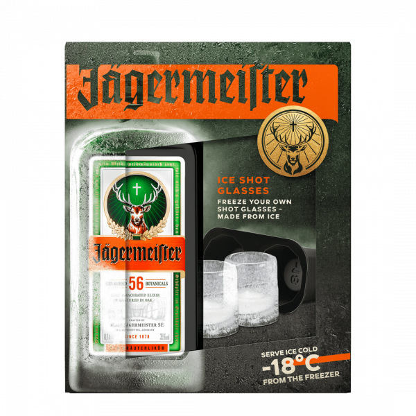 Jägermeister Ice Mold Set - inkl. Eisform für 2 Shotgläser aus Eis